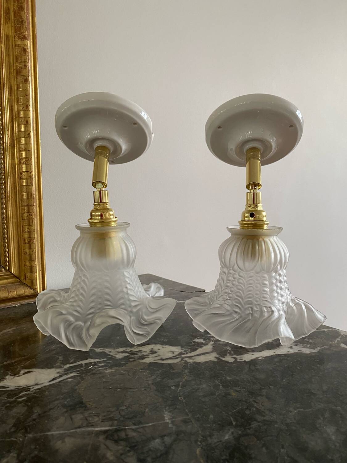 Pair of vintage tulip wall lights