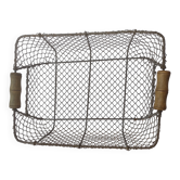 Panier avec 2 poignées en bois en grillage