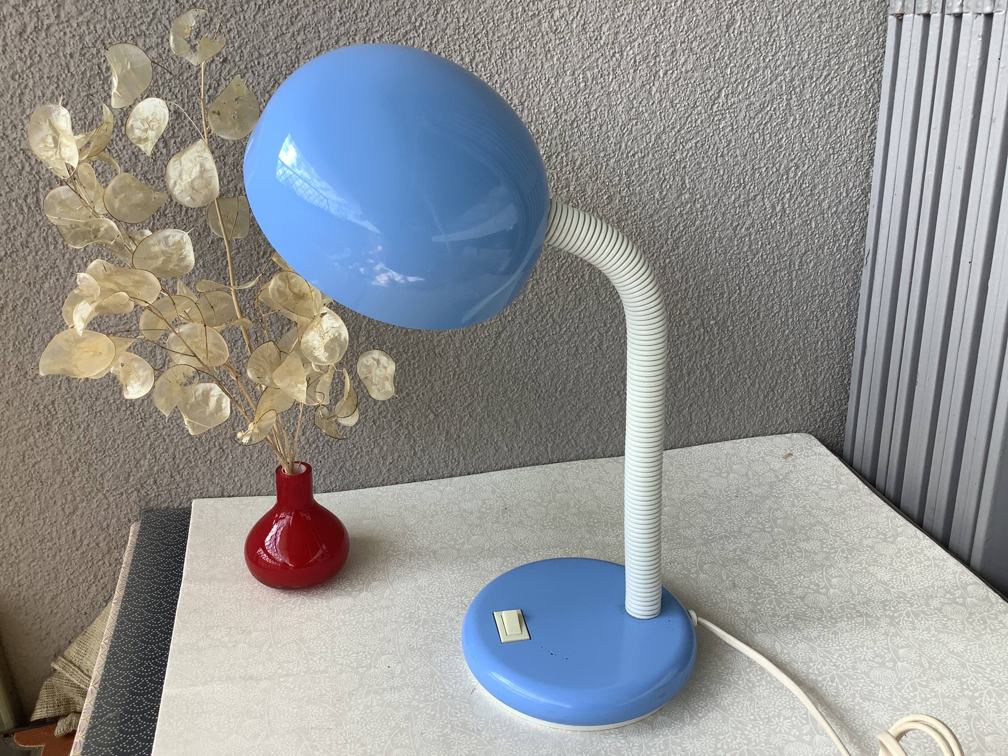 Bauhaus style sky blue space age design lamp