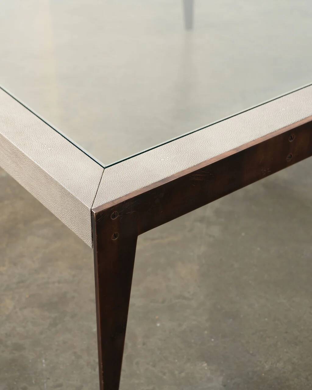 Bespoke shagreen and brass coffee table