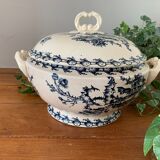 Soupière ancienne en porcelaine opaque de gien - modèle chardons – xixème s