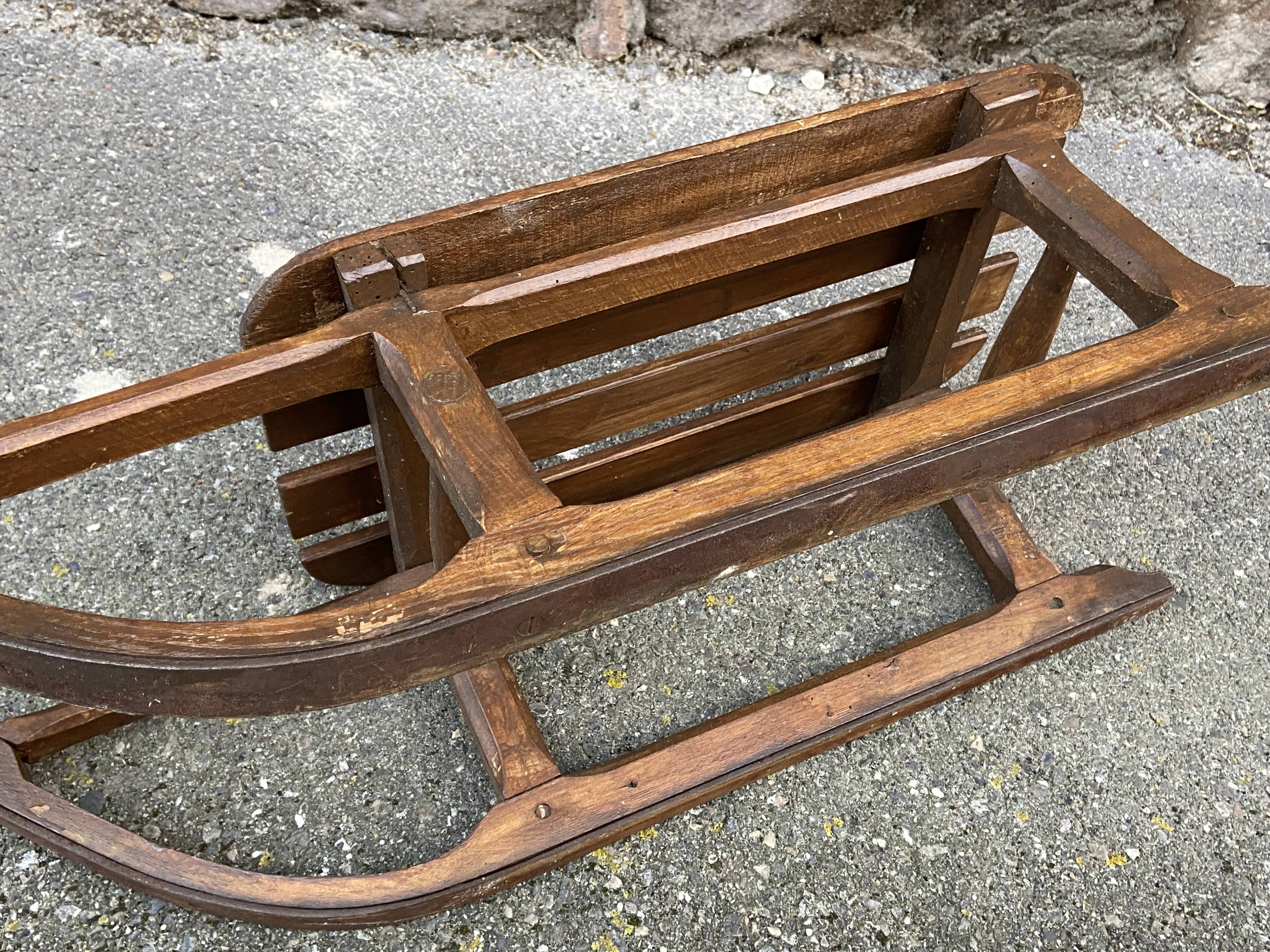 old sled sleigh Alsace Christmas decoration DAVOS style Wood 1900