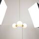 Mid-Century Modern Italian Chandelier in Brass and Opaline Glass, 1960s