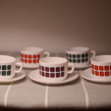 Vintage cups 70s square décor Pop Polka