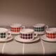 Vintage cups 70s square décor Pop Polka