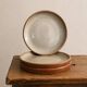 Set of 3 antique glazed stoneware plates.
