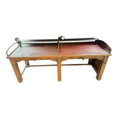 Ancienne table de banque de France debut XXème meuble de metier table