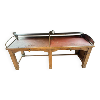Ancienne table de banque de France debut XXème meuble de metier table