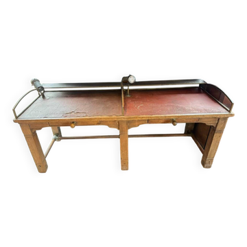Ancienne table de banque de France debut XXème meuble de metier table