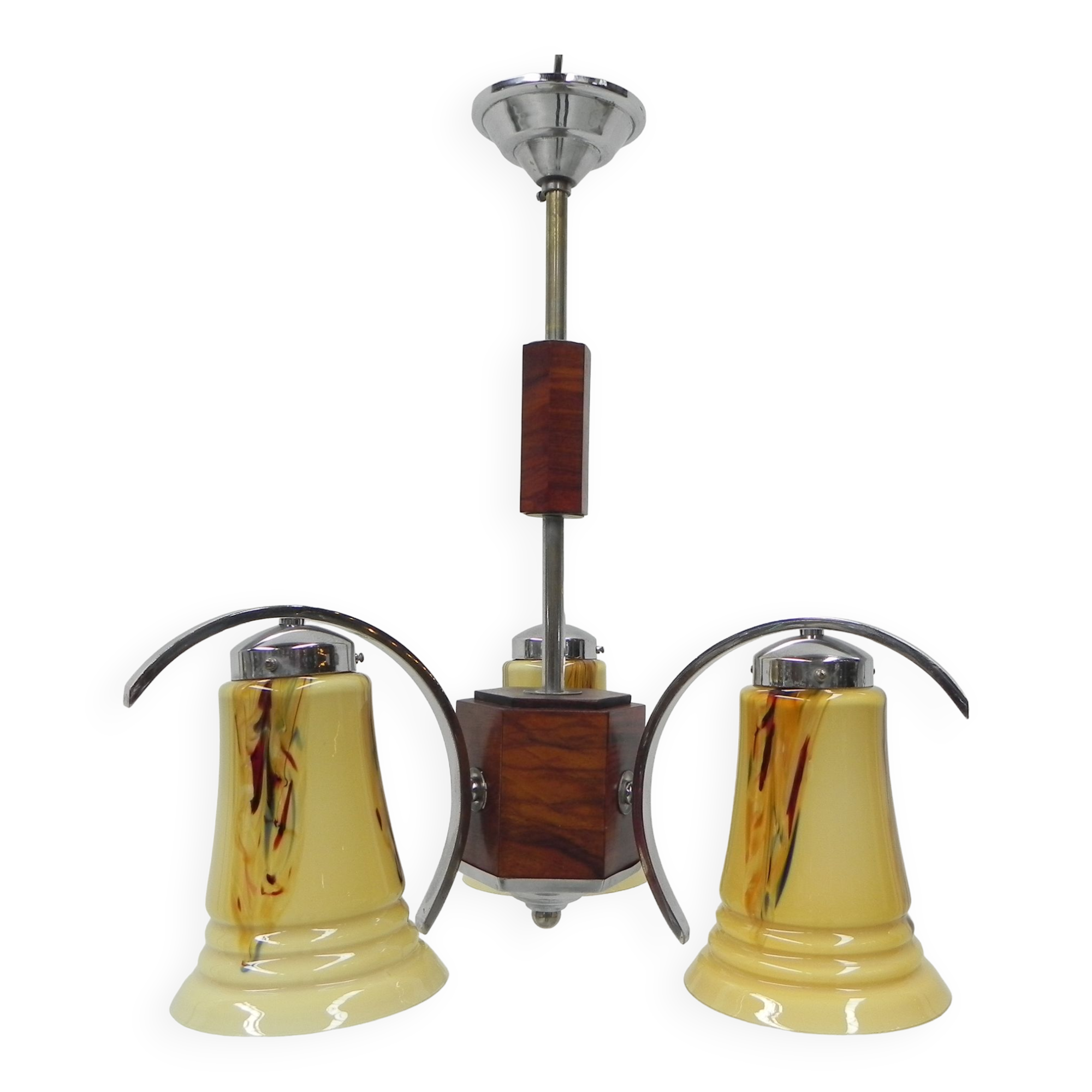 Art deco hanging lamp in glass