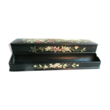 Encrier Napoléon III carton mâché noirci comme plumier, 2 verrines et 1 boitier