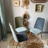 Trio of Scandinavian velvet chairs