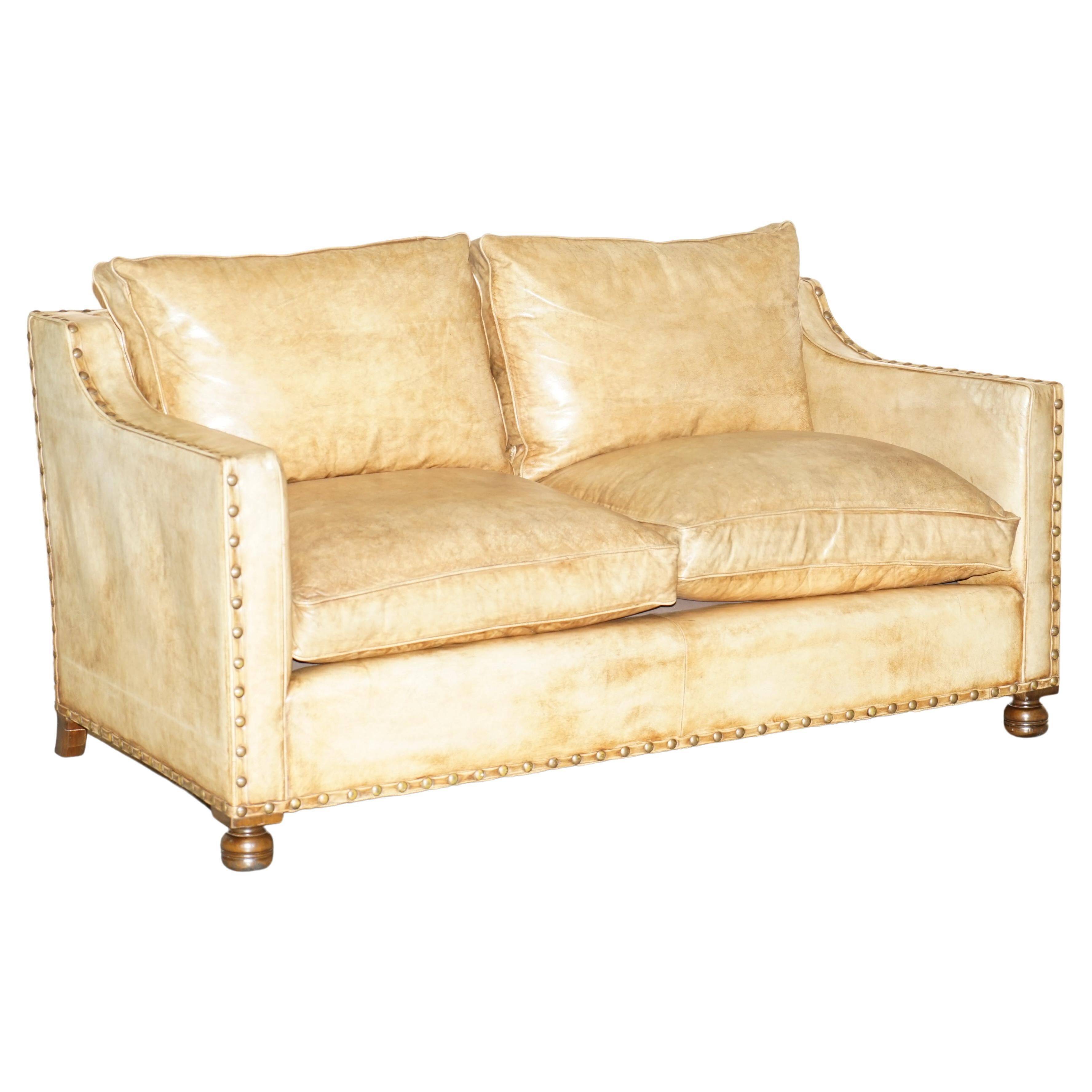 Edwardian Style Leather Two-Seater Sofa with Studs