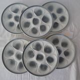 6 Plates oysters mills wolves 430112 shade of gray faience L1