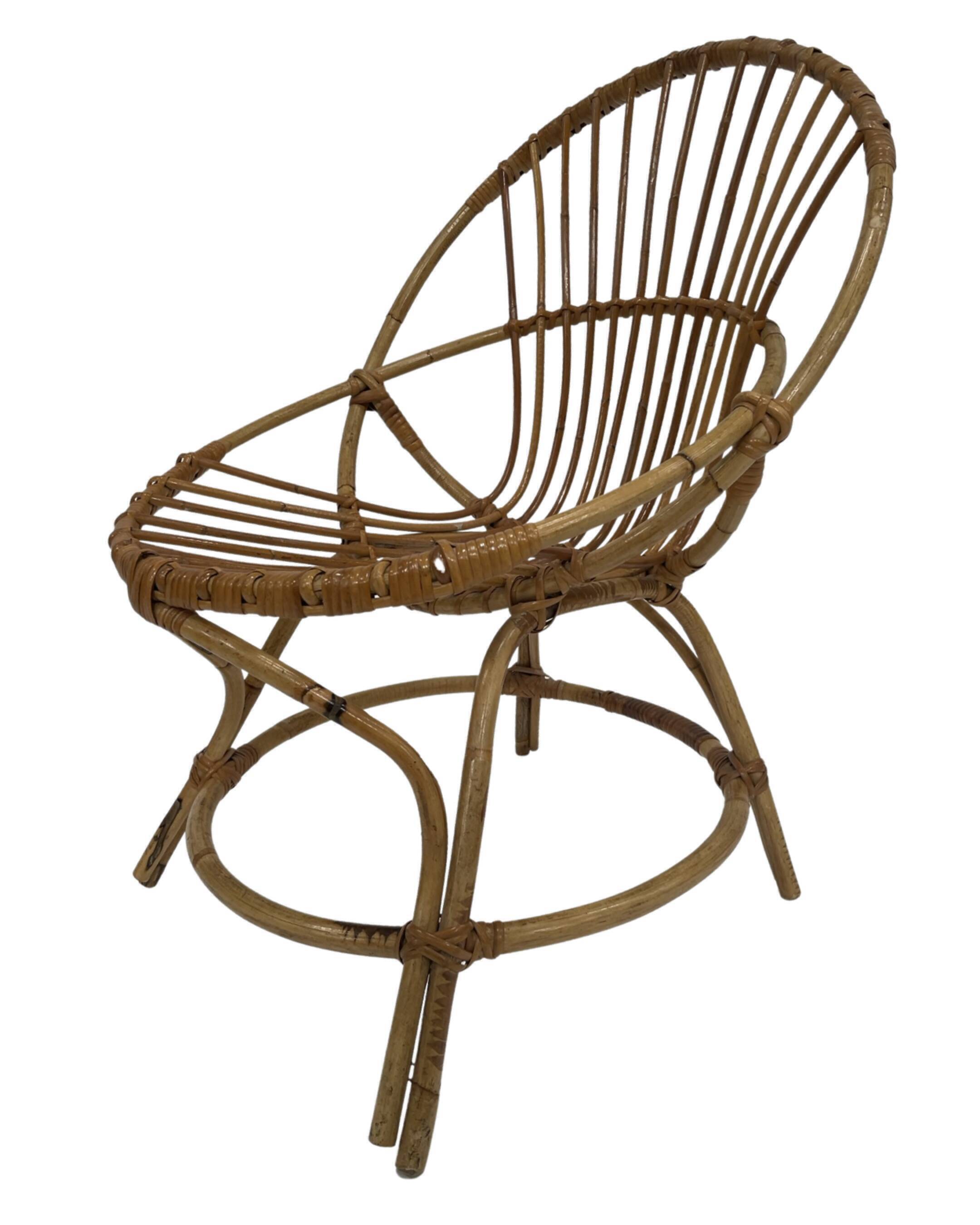 Vintage rattan chair by Dirk van Sliedregt Rohe Noordwolde 1960 in the Netherlands