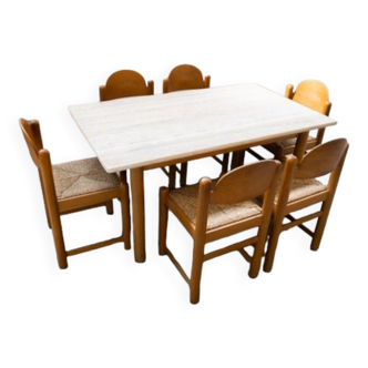 Table vintage Hank Lowenstein Padua et 6 chaises, des années 70