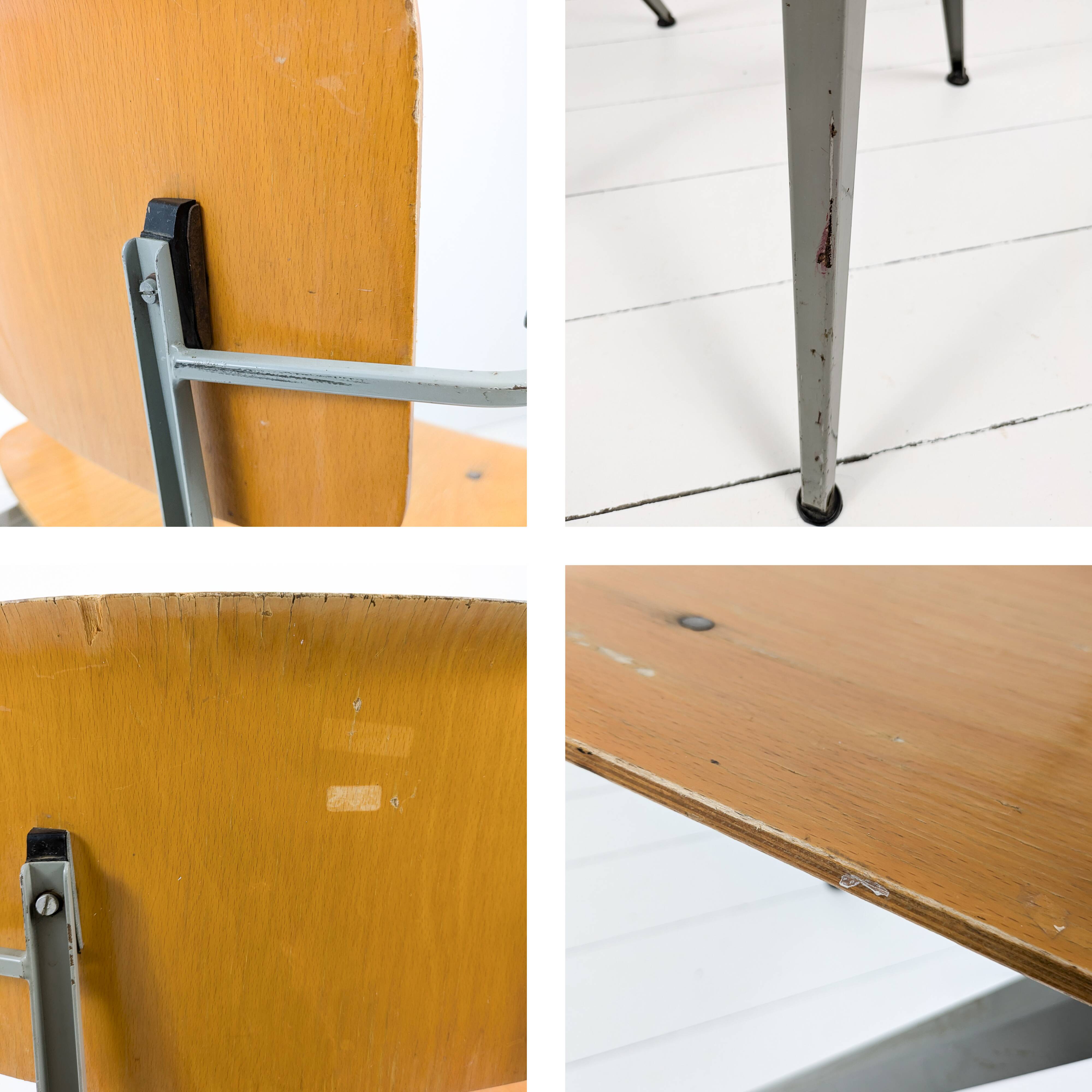 Chaise mid century accoudoirs marko holland bois métal marron noir vintage rétro chaise d'architecte