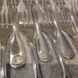 12 silver-plated metal cake forks by Christofle Vendôme 15.2