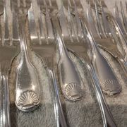 12 silver-plated metal cake forks by Christofle Vendôme 15.2