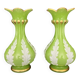 Pair of green and white opaline vases, attributed to Baccarat, period