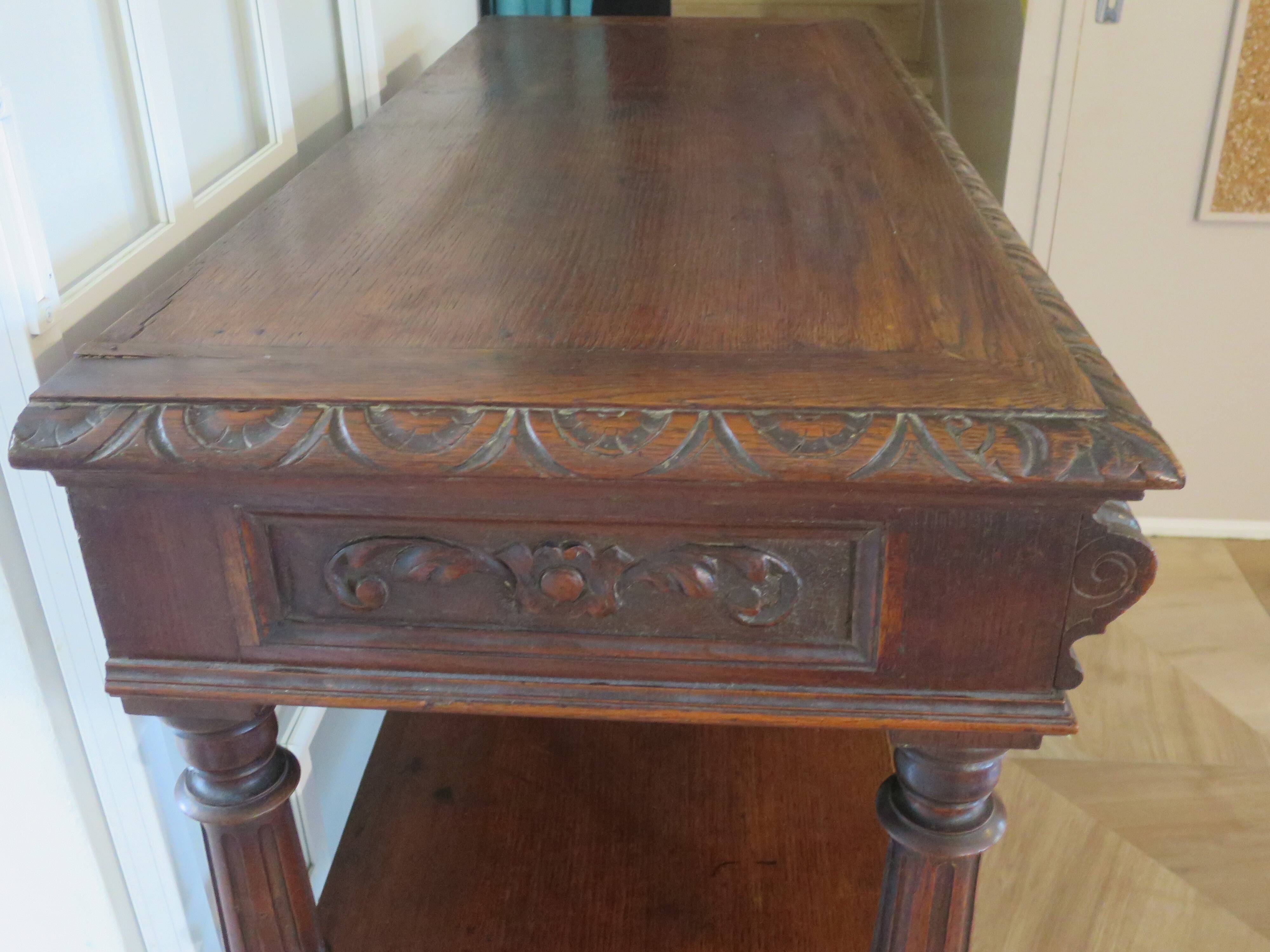 Ancien-Desserte-Console-Meuble de présentation-Henry II-fin xixème