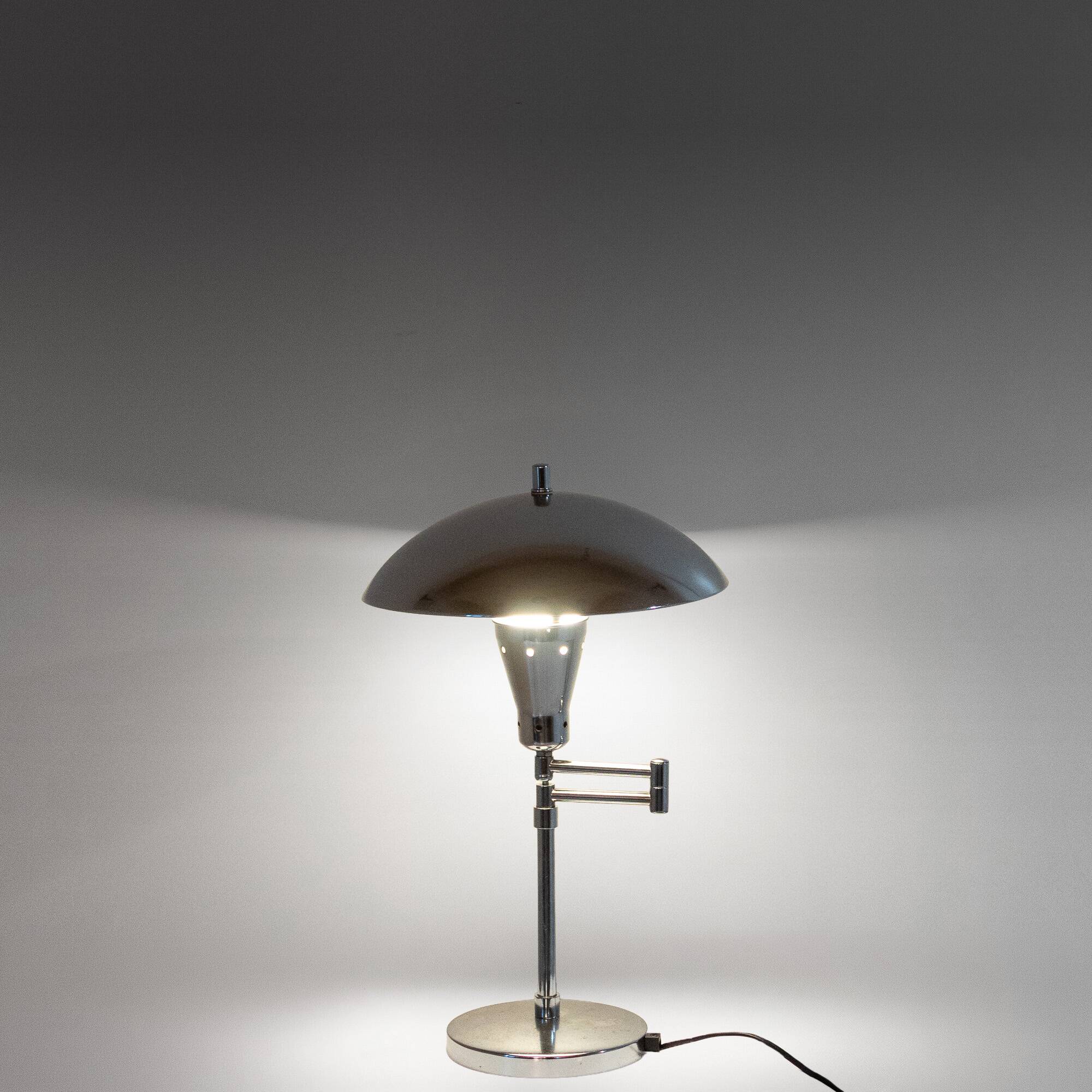 Bauhaus Chromed Desk Lamp with Adjustable Lampshade, Italy 1950s