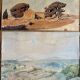 Paintings set of 4 drawings by Ed. Pannetier (1884-1965) Provence Côte d'Azur
