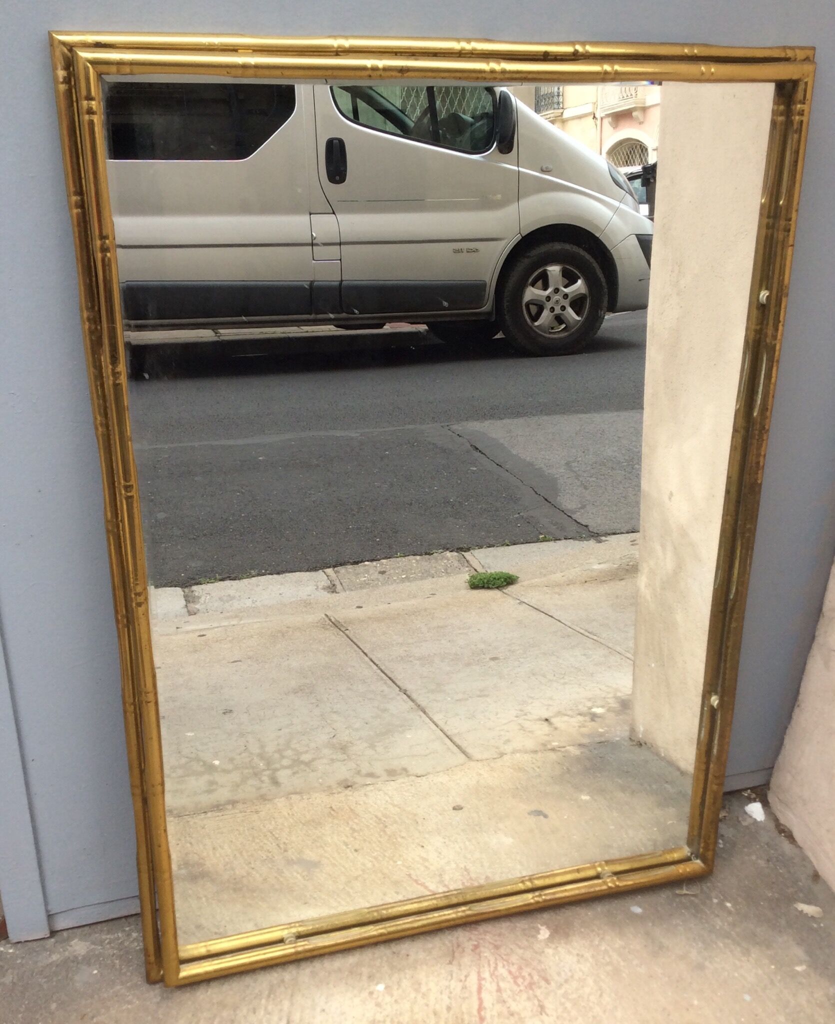 Mirror golden brass Italy 70s 91x66cm