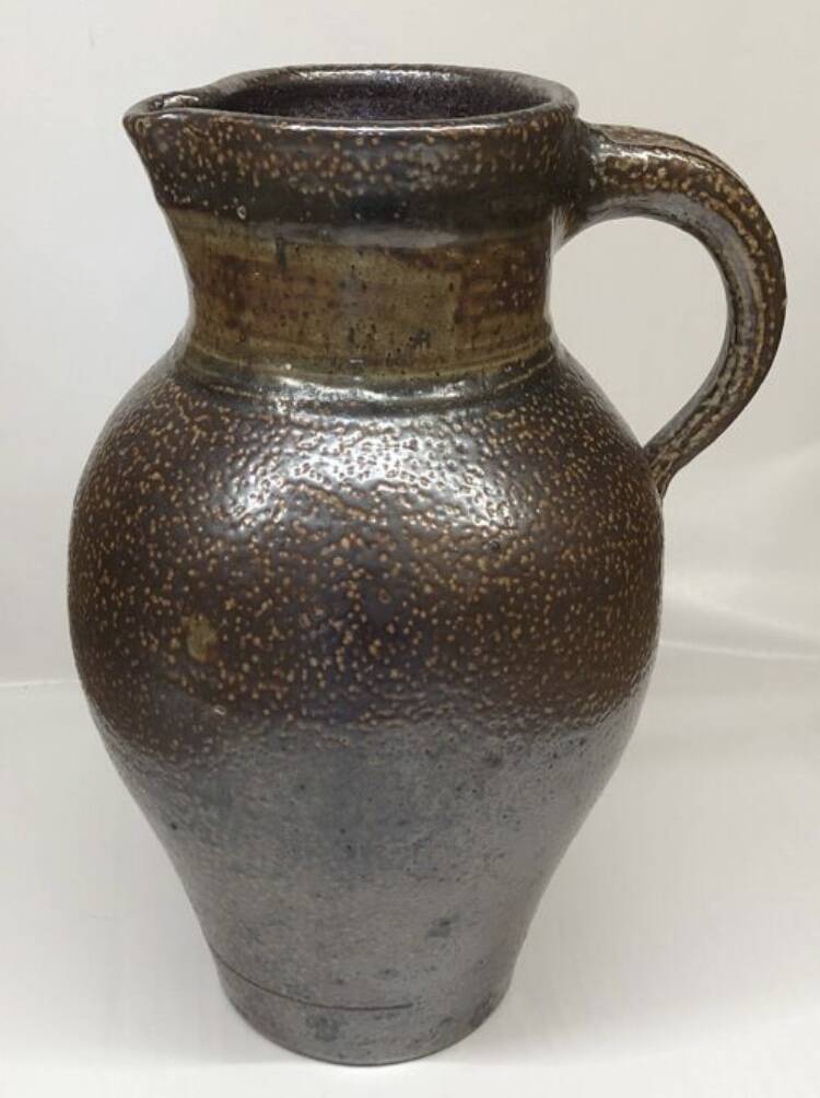 Metallic brown stoneware vase