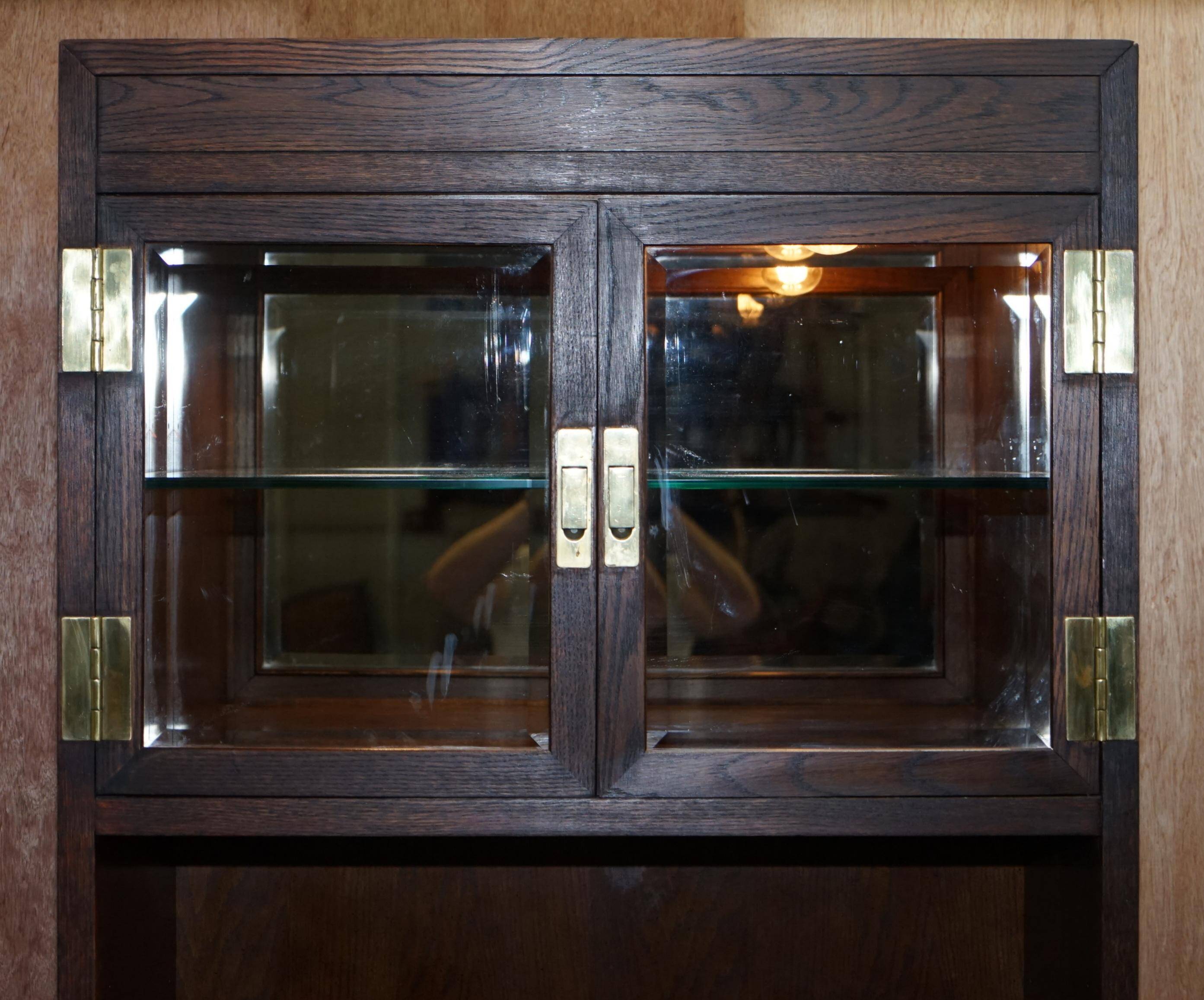 Henredon multimedia furniture military campaign with sliding TV stand and double socket.