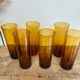 6 amber Long Drink glasses