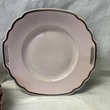 Pink porcelain dessert service with silver edging