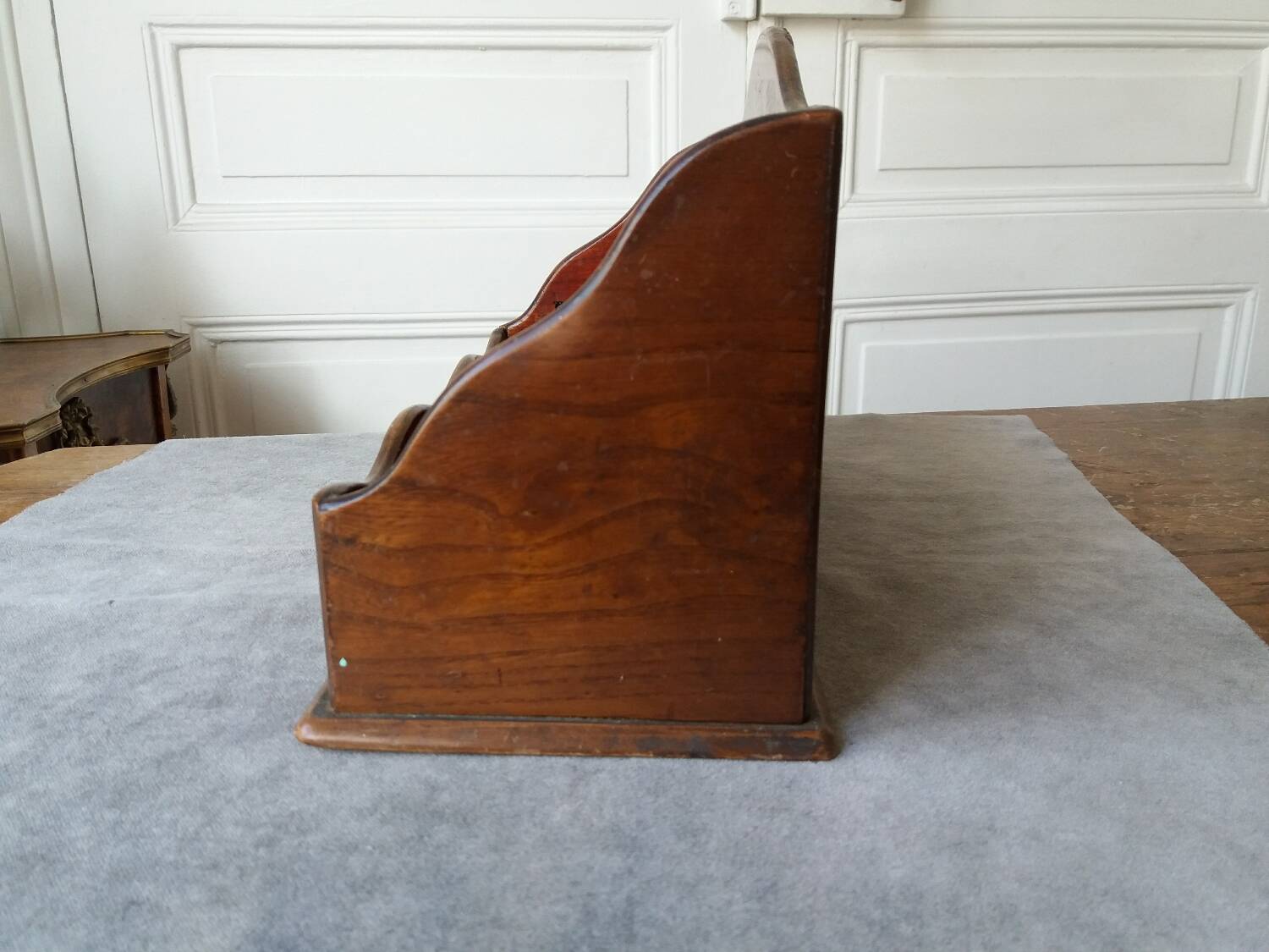 Large art deco mail holder in varnished wood