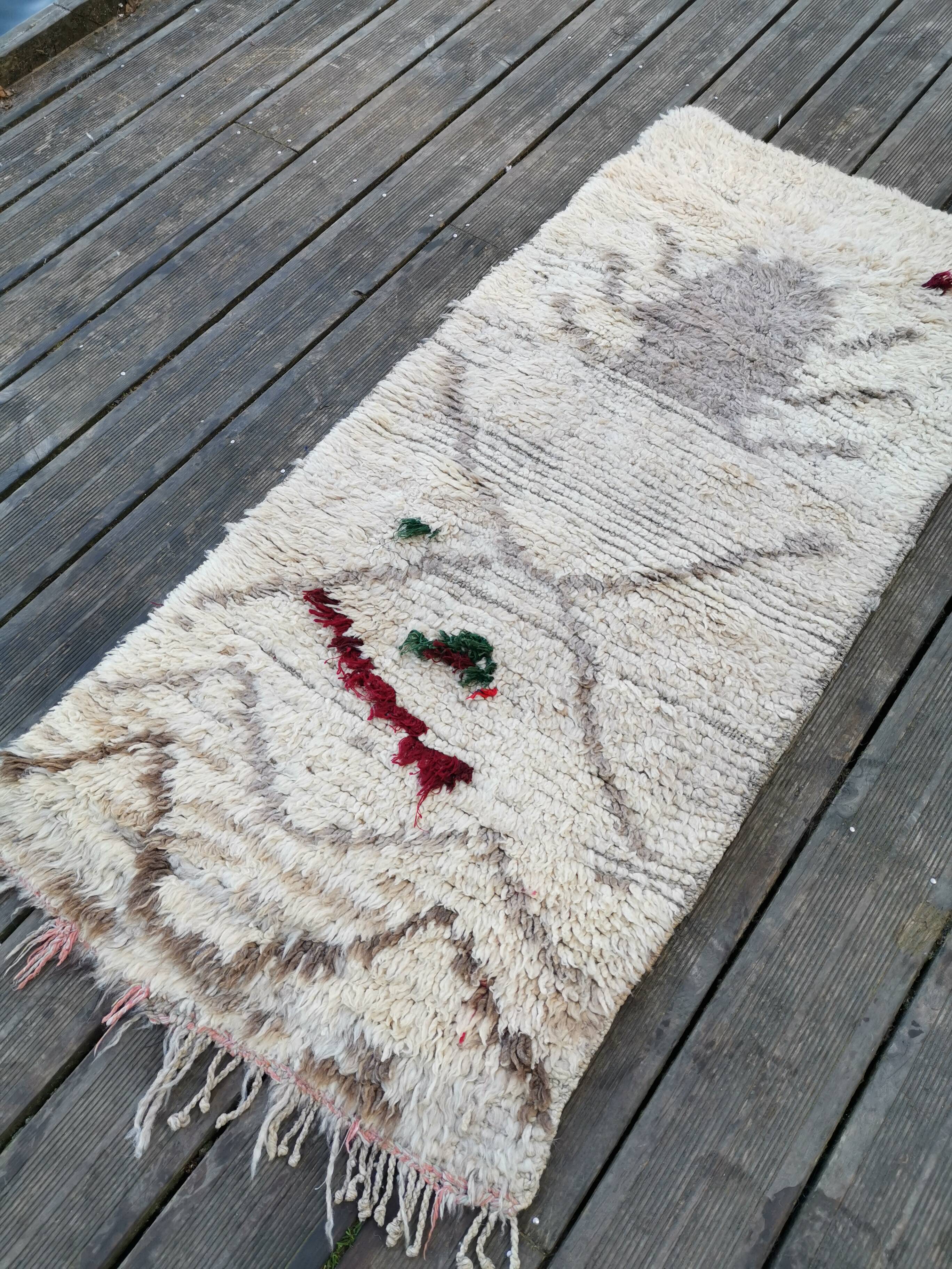 Tapis azilal en laine et coton fait main 150x70 cm