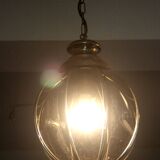 Lustre en laiton à segments de verre fumé, seconde moitié du XXe siècle