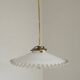 Vintage French White Opaline Glass Pendant Light Clear Glass Edge 5405