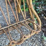 Vintage rattan magazine rack table