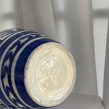 Vintage blue amphora vase with double handles