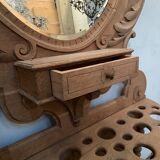 Coat rack and umbrella in carved oak XX century