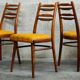 Suite of 4 Czech chairs wood and fabric Yellow "Univerzal" late 60
