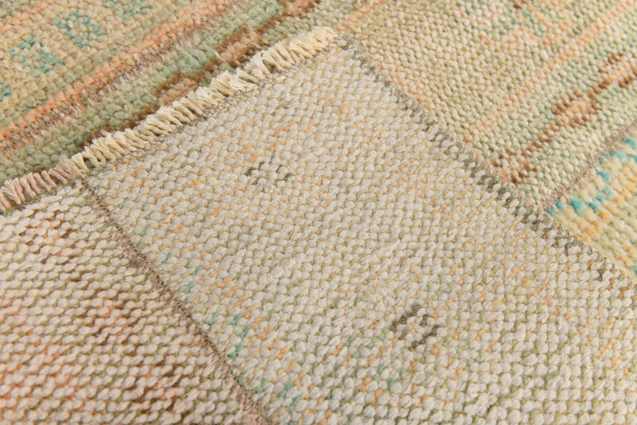 2x10 Vintage Brown & Cream Turkish Runner Rug, 80x306Cm