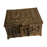 Old bronze jewelry box of nineteenth century high period.