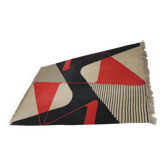 Grand tapis / moquette en laine kilim abstrait géométrique des années 1960.