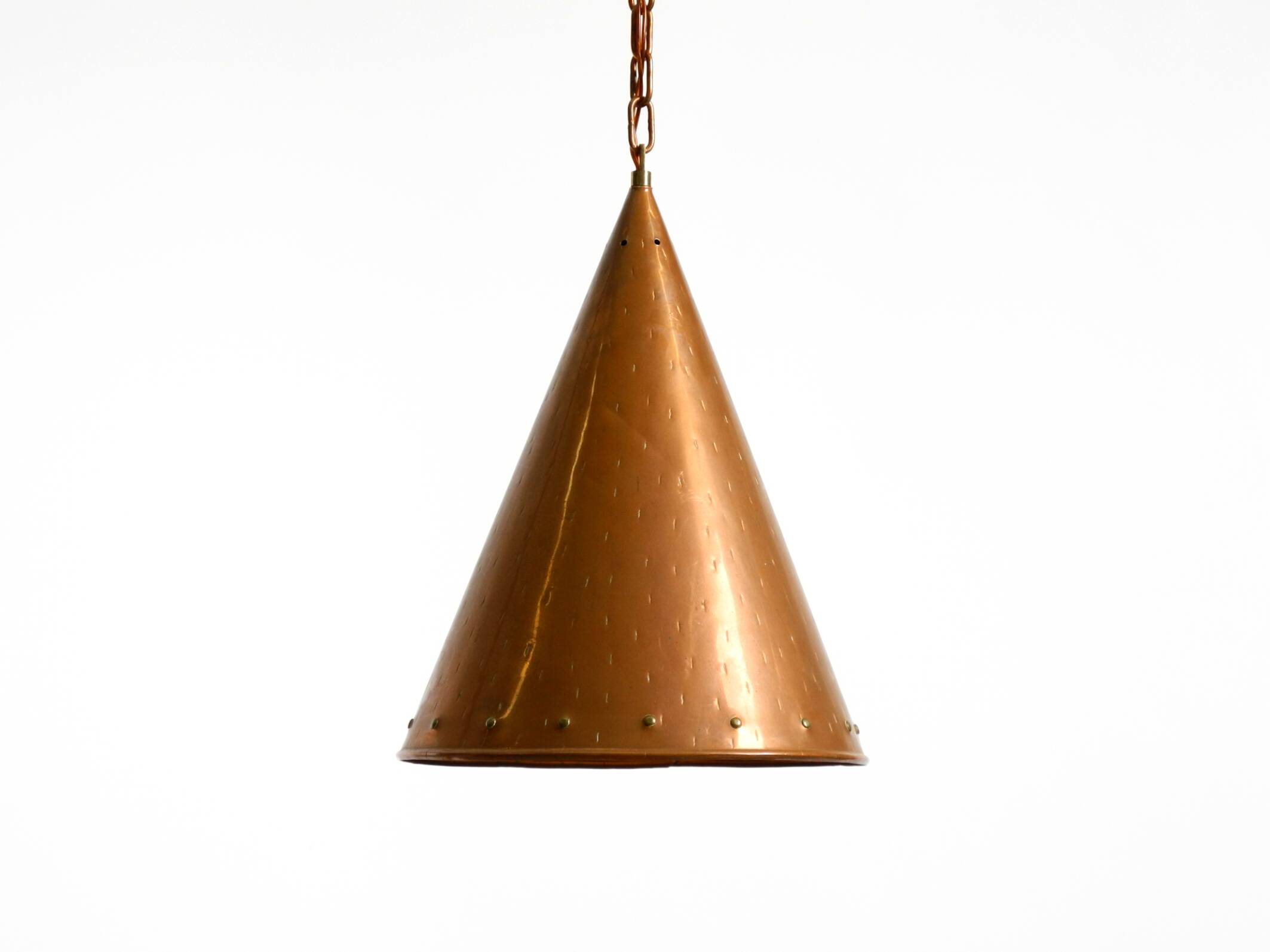 1960s cone pendant lamp in copper by th. valentiner copenhagen denmark