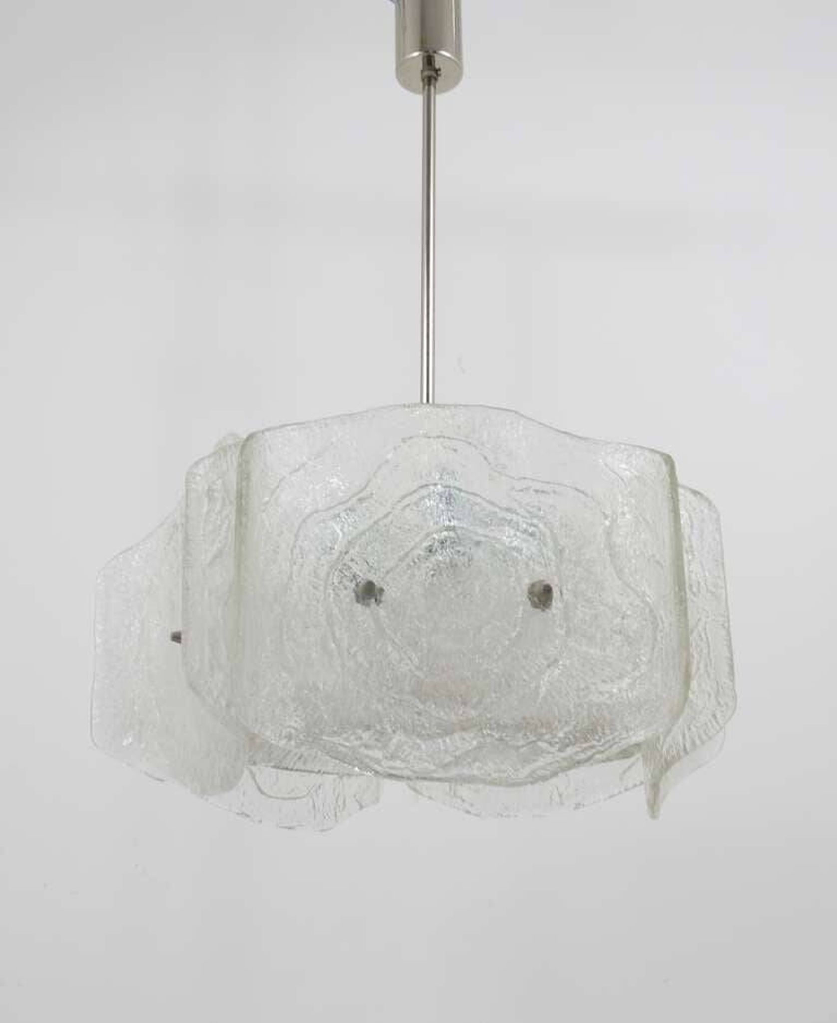 Frosted glass chandelier from the mid-century by J. T. Kalmar, Austria, 1960s.