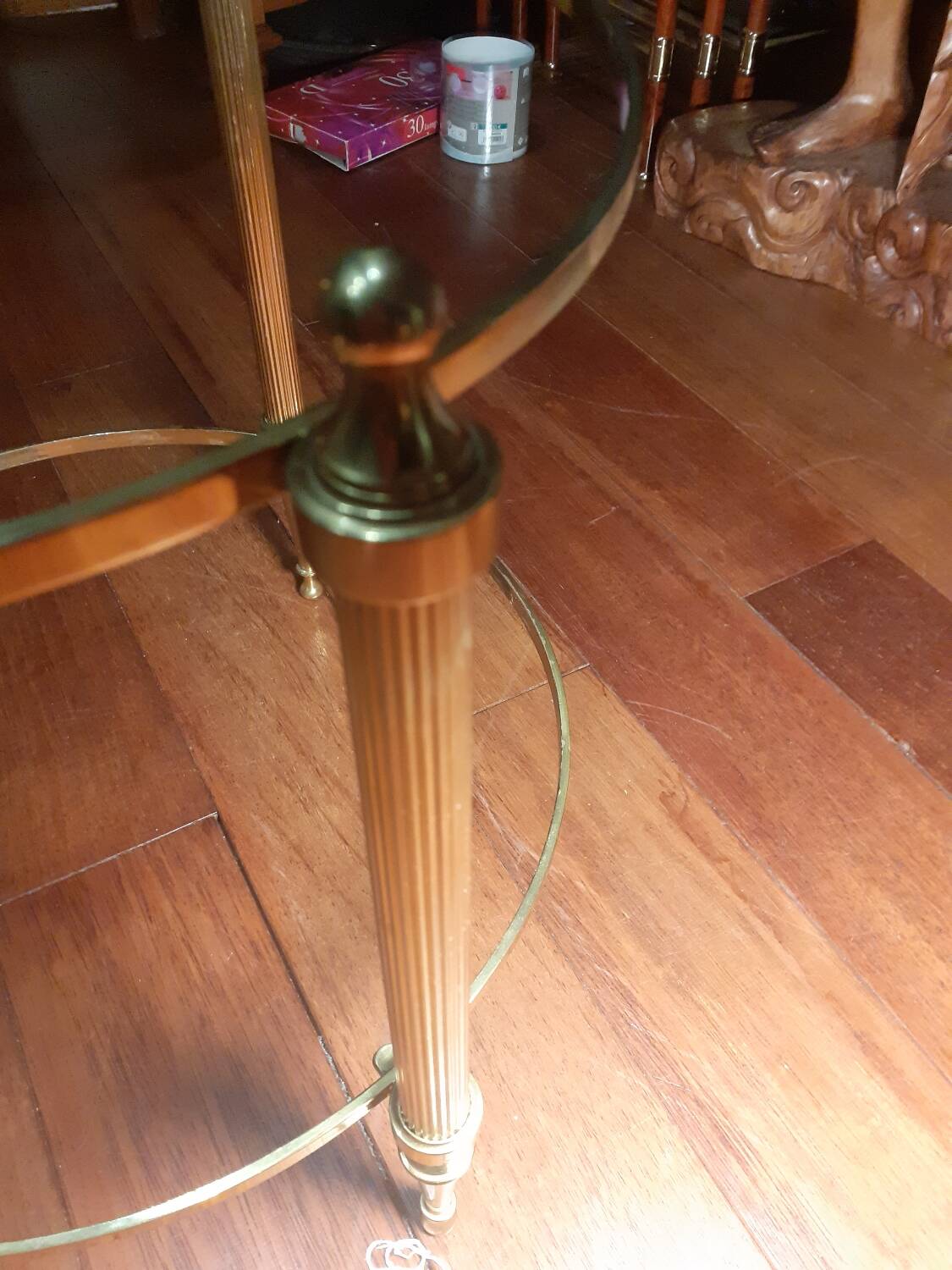 Vintage round brass coffee table, France 1960