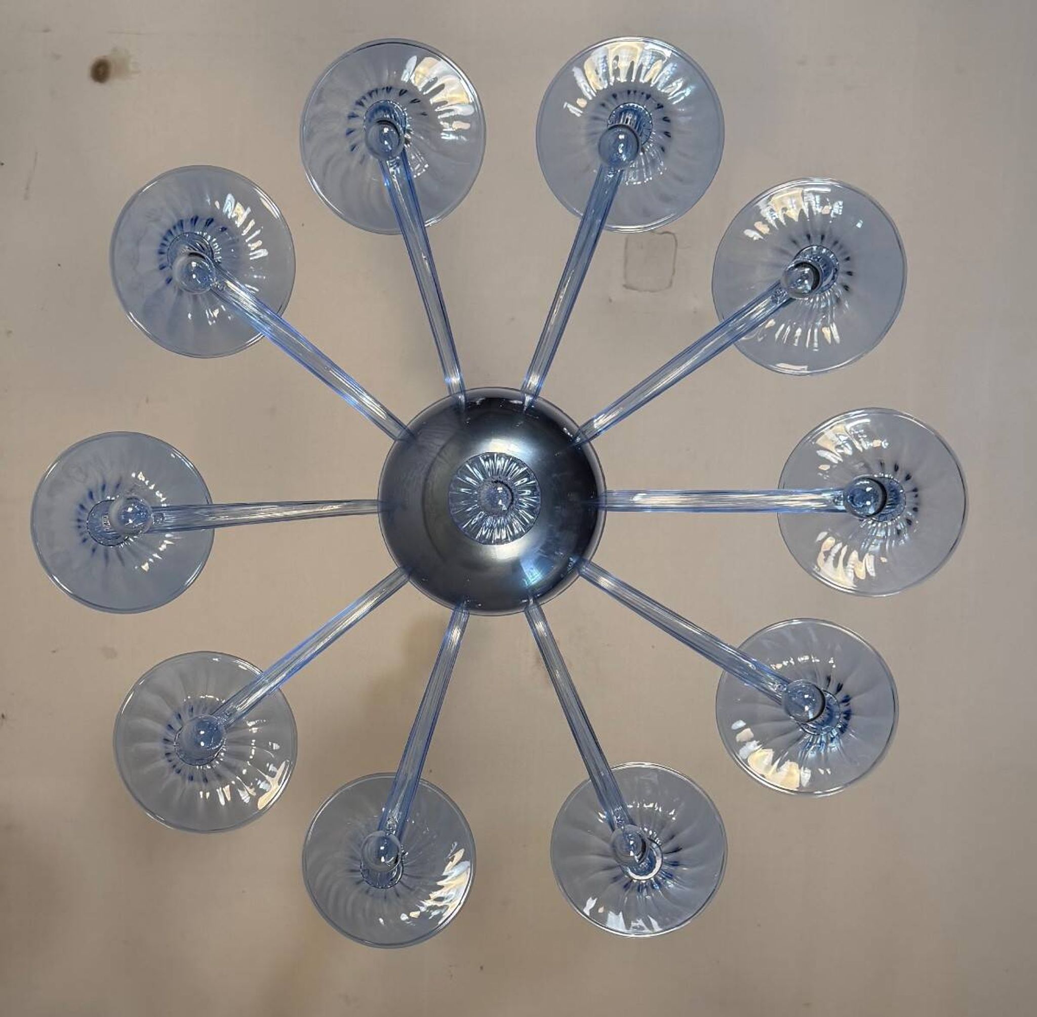 Lustre vénitien en verre de Murano bleu, vers 1980