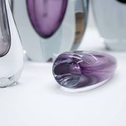 Group of 7 glass "Sommerso" vases by Strömbergshyttan, Sweden