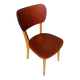 Ancienne Chaise Bois Pieds compas Vinyle Rouge Années 60