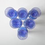 Set of 6 Vintage Blue-Footed Glasses /Rare Tall Tumblers / Zwiesel Glas / G